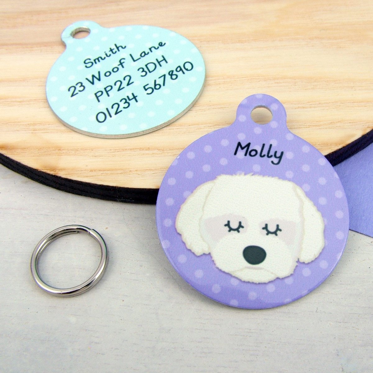 Coton Du Tulear/Maltese Terrier Personalised Dog ID Tag  - Hoobynoo - Personalised Pet Tags and Gifts