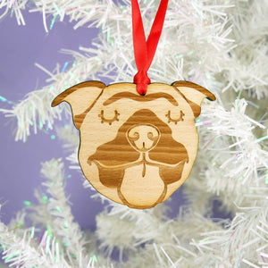 Wooden Staffie Hanging Decoration  - Hoobynoo - Personalised Pet Tags and Gifts