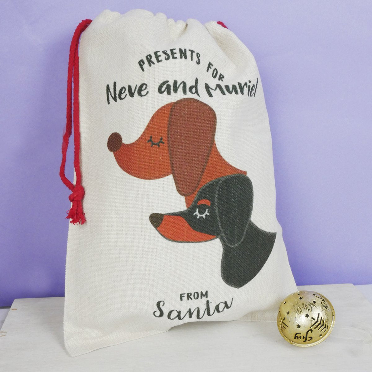 Dachshund Dog Treat / Christmas Sack  - Hoobynoo - Personalised Pet Tags and Gifts