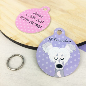 Chinese Crested Personalised Dog Name ID Tag  - Hoobynoo - Personalised Pet Tags and Gifts