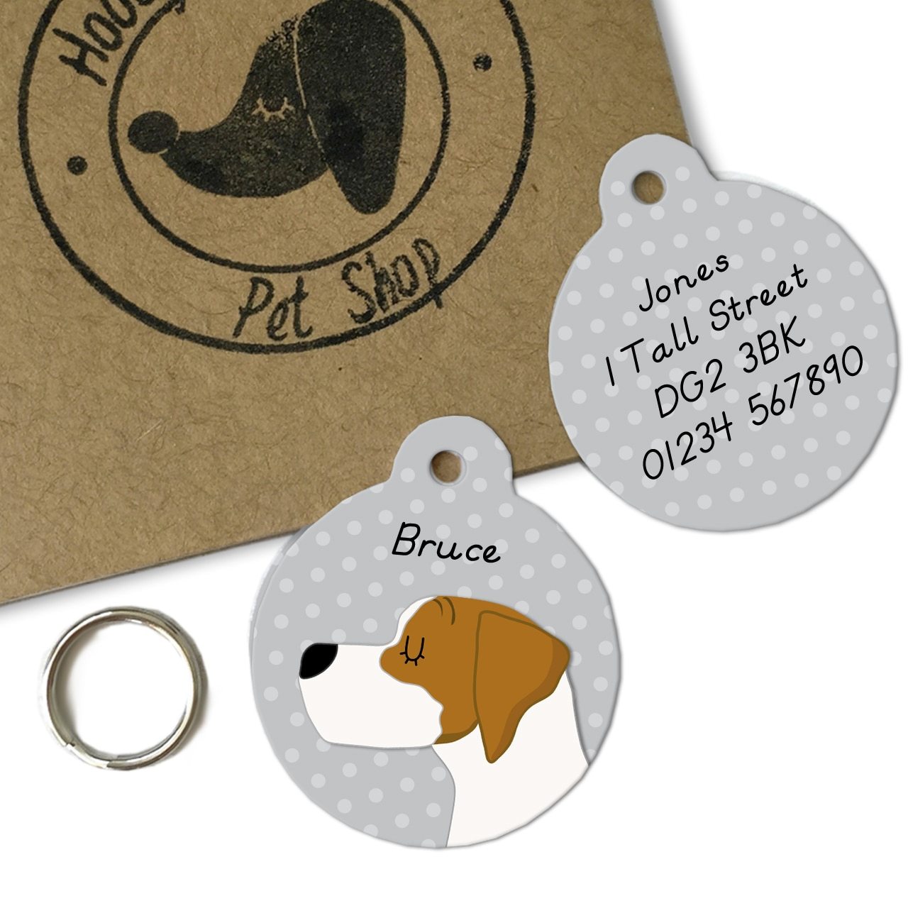 Personalised English Pointer Dog Name Tag - Polka Dot  - Hoobynoo - Personalised Pet Tags and Gifts