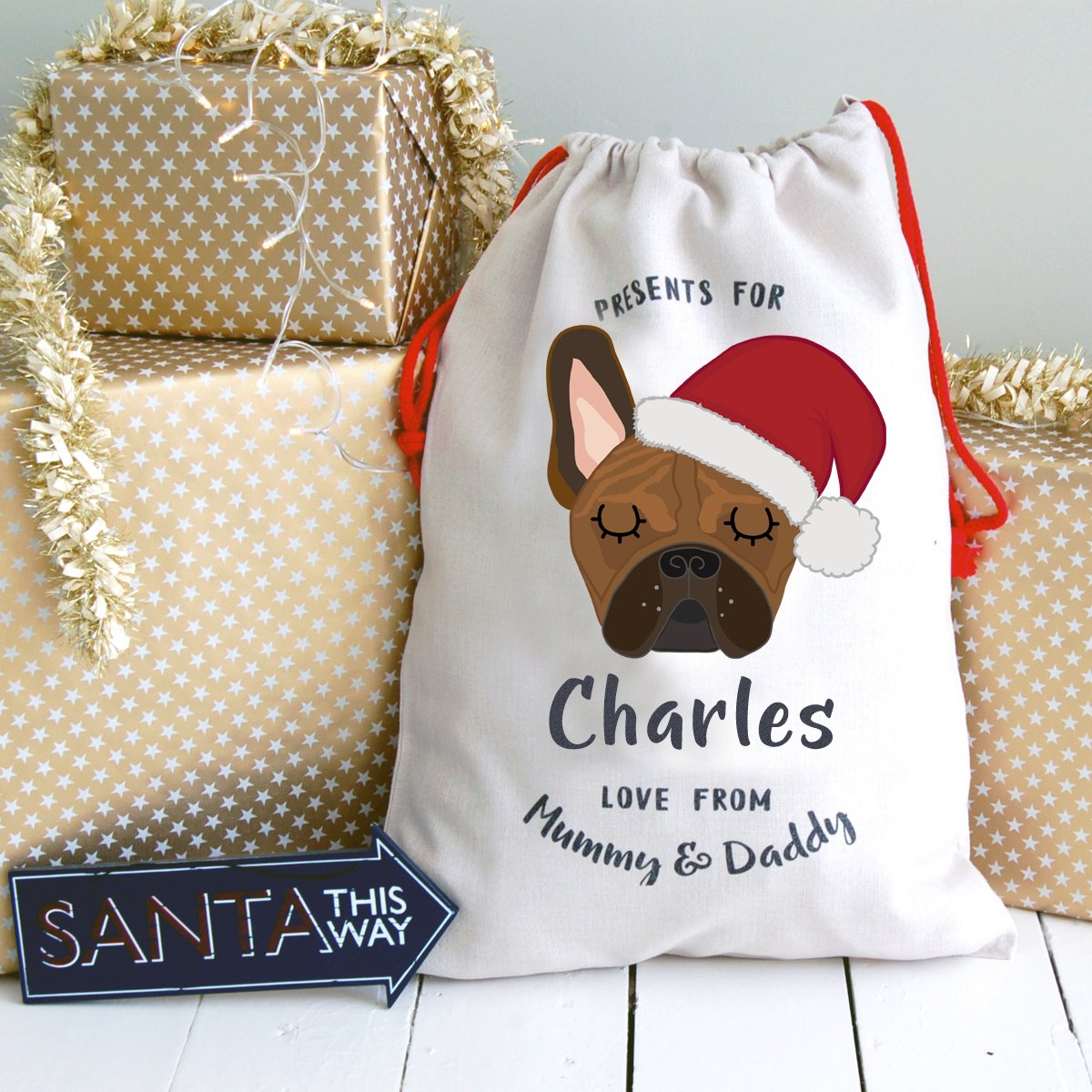 French Bulldog Dog Treat / Christmas Sack  - Hoobynoo - Personalised Pet Tags and Gifts