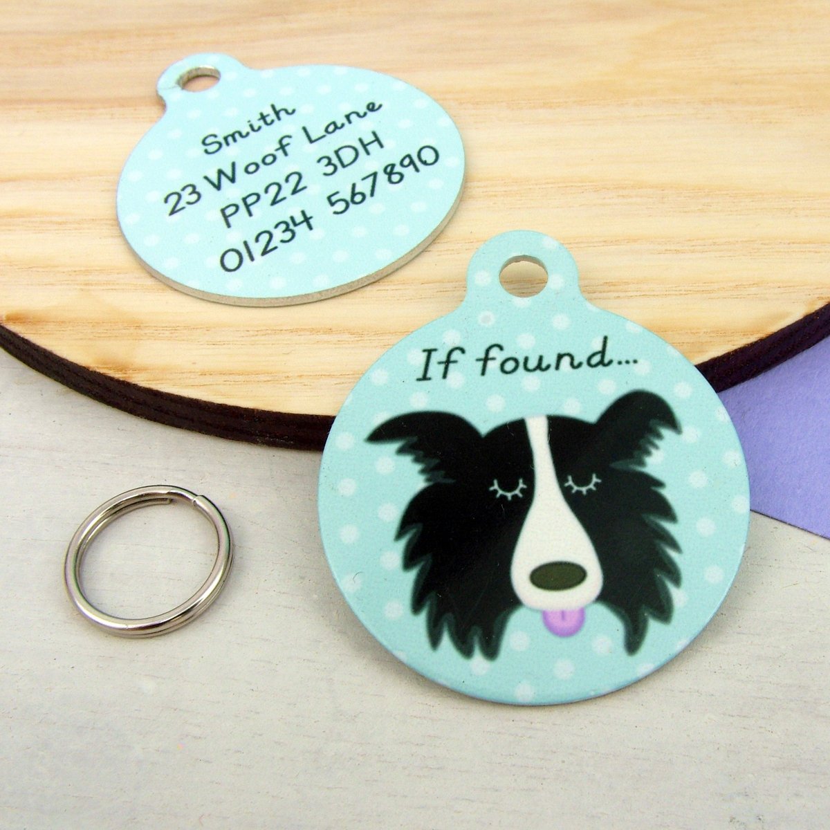 Border Collie Personalised Dog ID Tag  - Hoobynoo - Personalised Pet Tags and Gifts