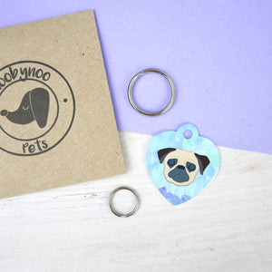 Personalised Watercolour Dog ID Tag - HEART  - Hoobynoo - Personalised Pet Tags and Gifts
