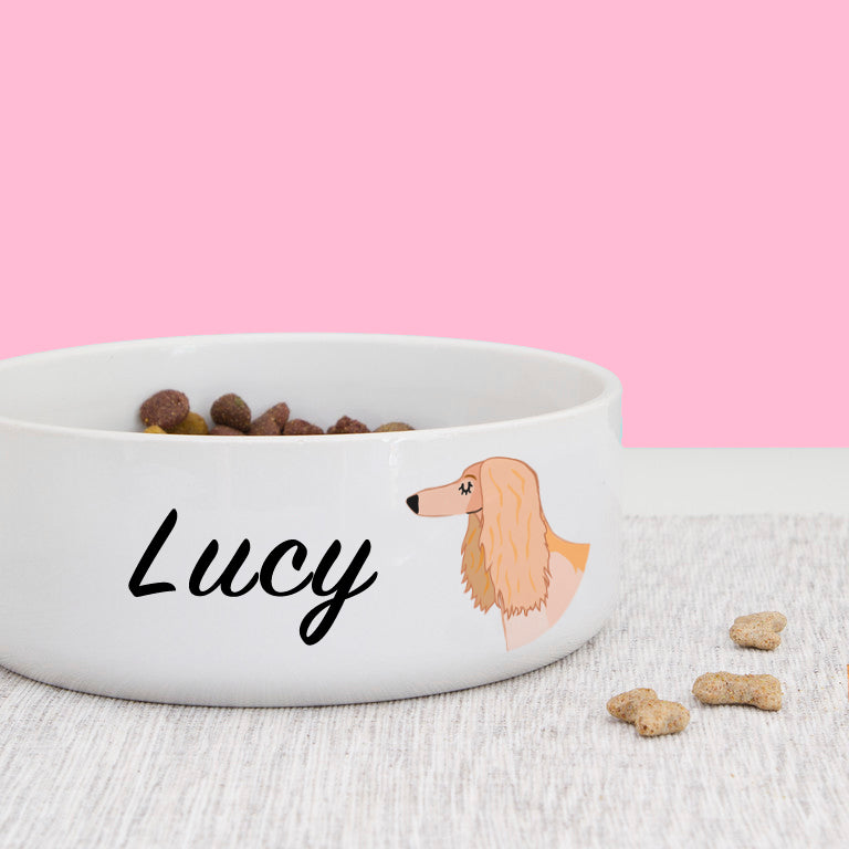 Afghan Hound Dog Personalised Bold Ceramic Dog Bowl  - Hoobynoo - Personalised Pet Tags and Gifts