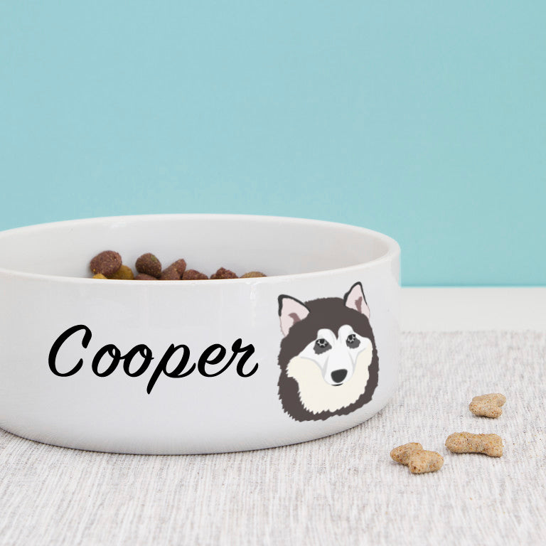 Alaskan Malamute Personalised Ceramic Dog Bowl  - Hoobynoo - Personalised Pet Tags and Gifts