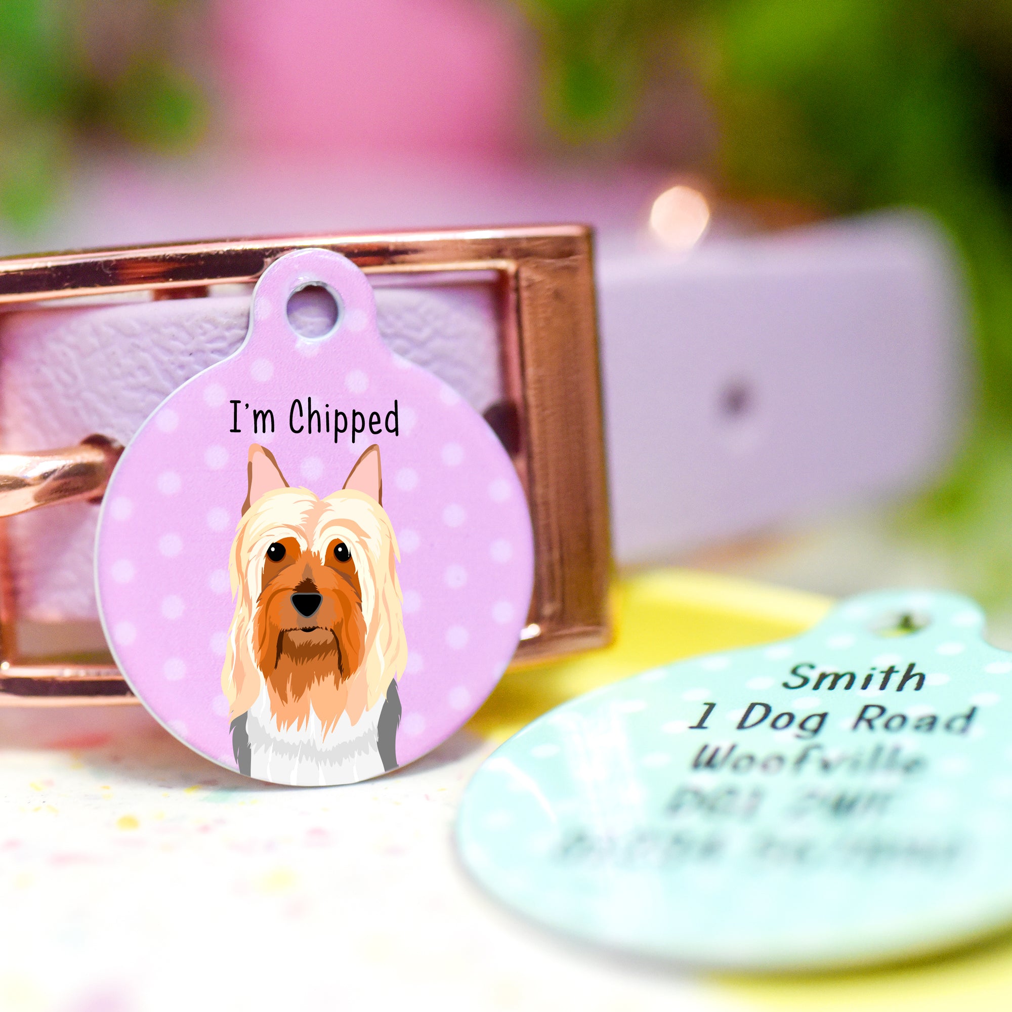 Australian Silky Terrier Realistic Personalised Dog ID Tag