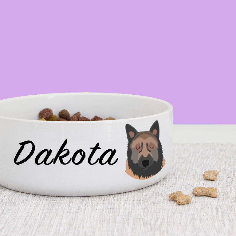 Belgian Tervuren Dog Personalised Bold Ceramic Dog Bowl  - Hoobynoo - Personalised Pet Tags and Gifts