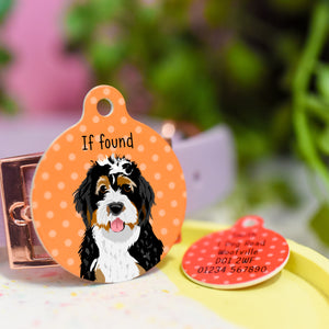Bernedoodle Realistic Personalised Dog ID Tag