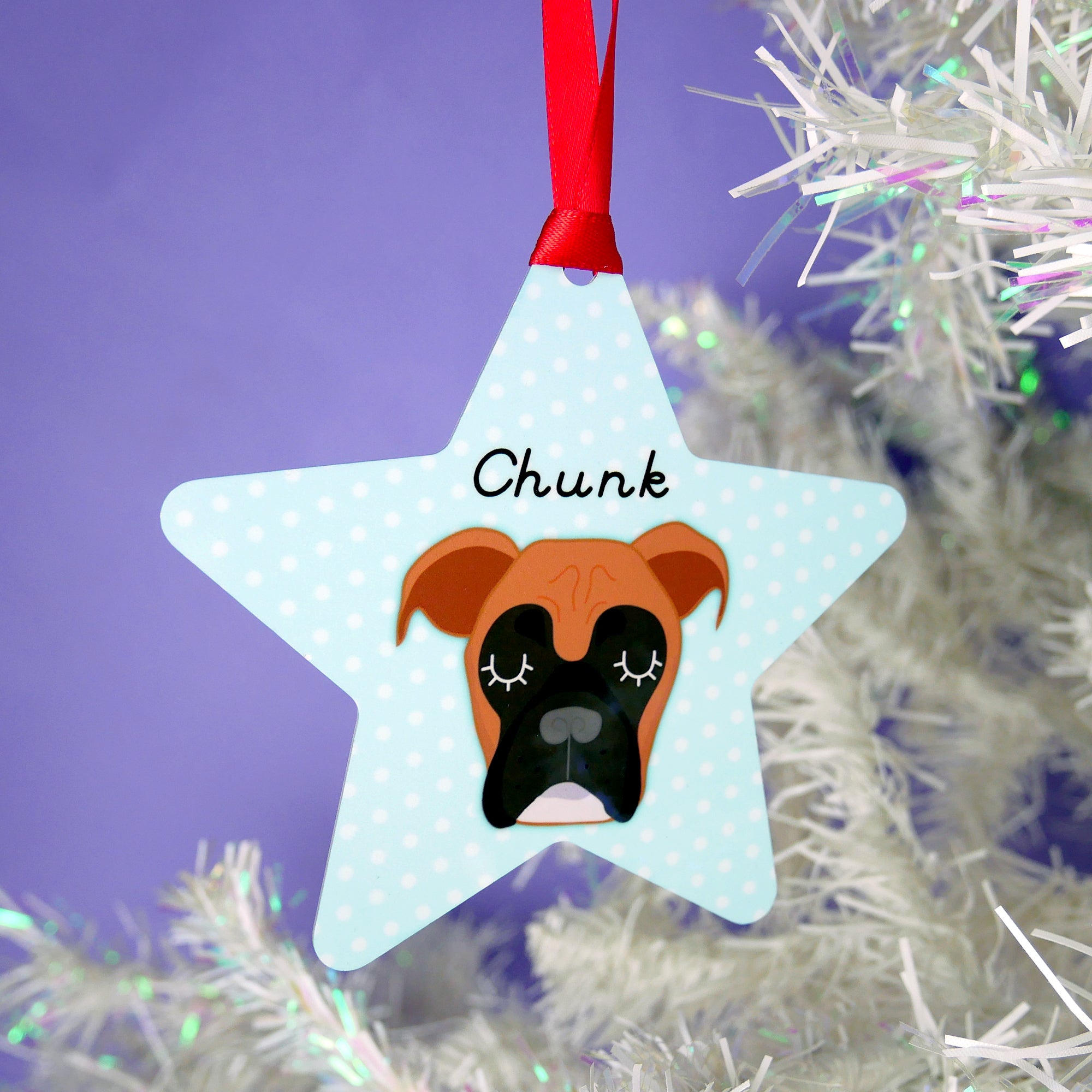Boxer Dog Personalised Christmas Decoration - Polka Dot  - Hoobynoo - Personalised Pet Tags and Gifts