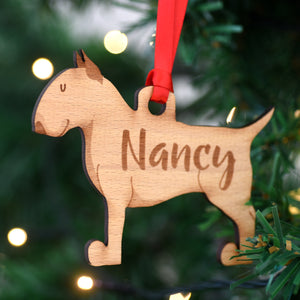 Dog Christmas Decoration - English Bull Terrier - Solid Wood