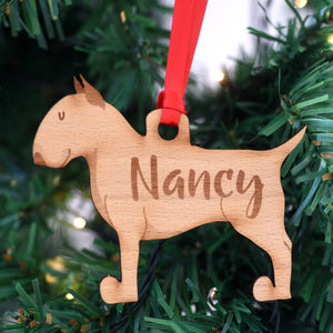 Dog Christmas Decoration - English Bull Terrier - Solid Wood