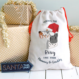 English Setter Personalised Christmas Present Sack  - Hoobynoo - Personalised Pet Tags and Gifts