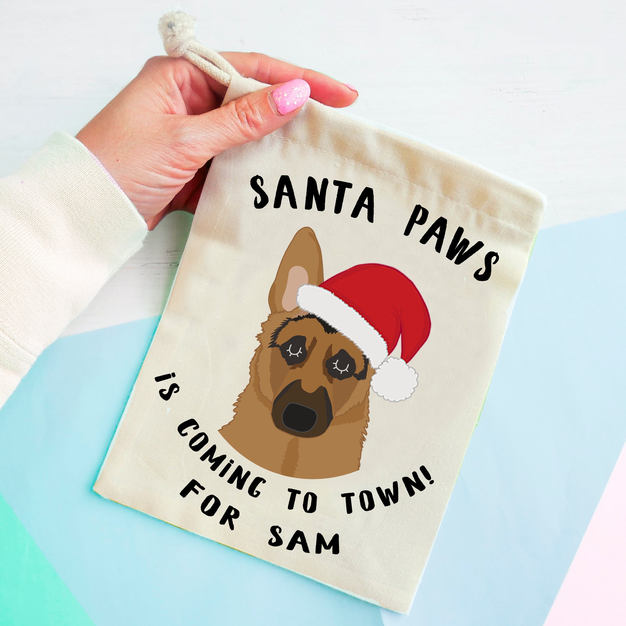German Shepherd Christmas Treat Present Bag  - Hoobynoo - Personalised Pet Tags and Gifts