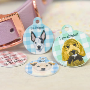 Custom Illustration Dog Tag  Personalised  - Gingham Collection