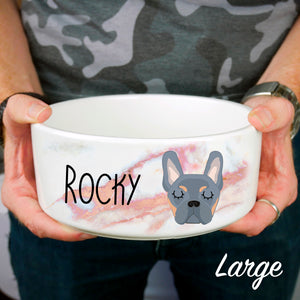 Personalised French Bulldog Dog Bowl - Marble  - Hoobynoo - Personalised Pet Tags and Gifts