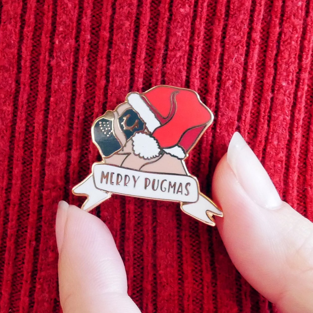 Merry Pugmas Enamel Pin  - Hoobynoo - Personalised Pet Tags and Gifts