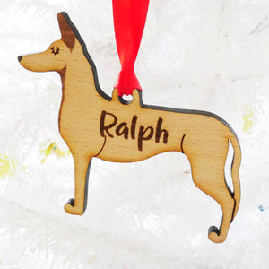 Spanish Podenco Personalised Wooden Christmas Decoration  - Hoobynoo - Personalised Pet Tags and Gifts
