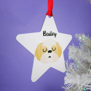 Personalised Shih Tzu Christmas Decoration - White  - Hoobynoo - Personalised Pet Tags and Gifts