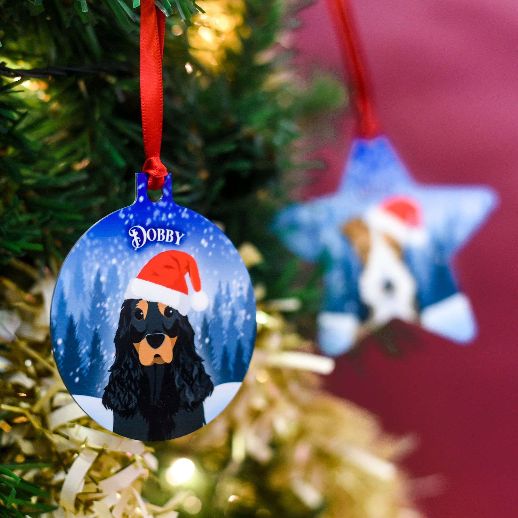 Snow Forest Dog Hanging Decoration Personalised