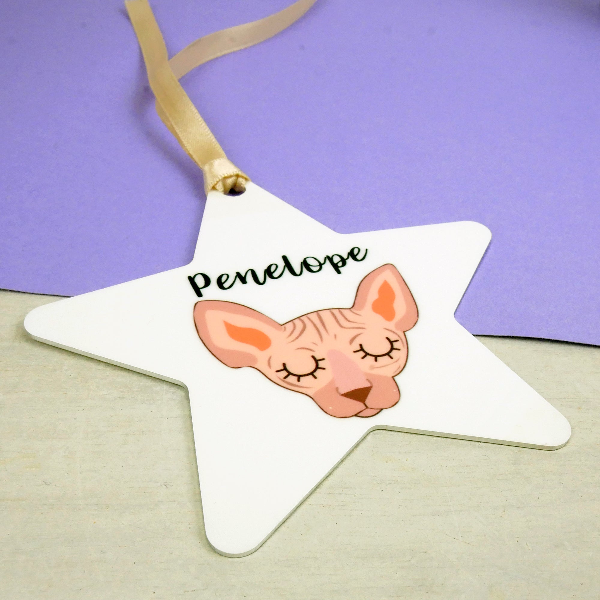 Printed Personalised Cat Christmas Decoration - White  - Hoobynoo - Personalised Pet Tags and Gifts