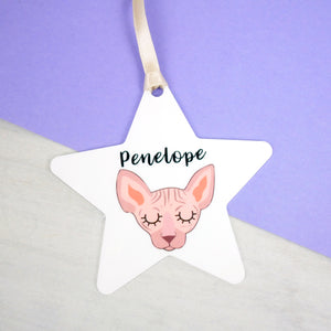 Printed Personalised Cat Christmas Decoration - White  - Hoobynoo - Personalised Pet Tags and Gifts