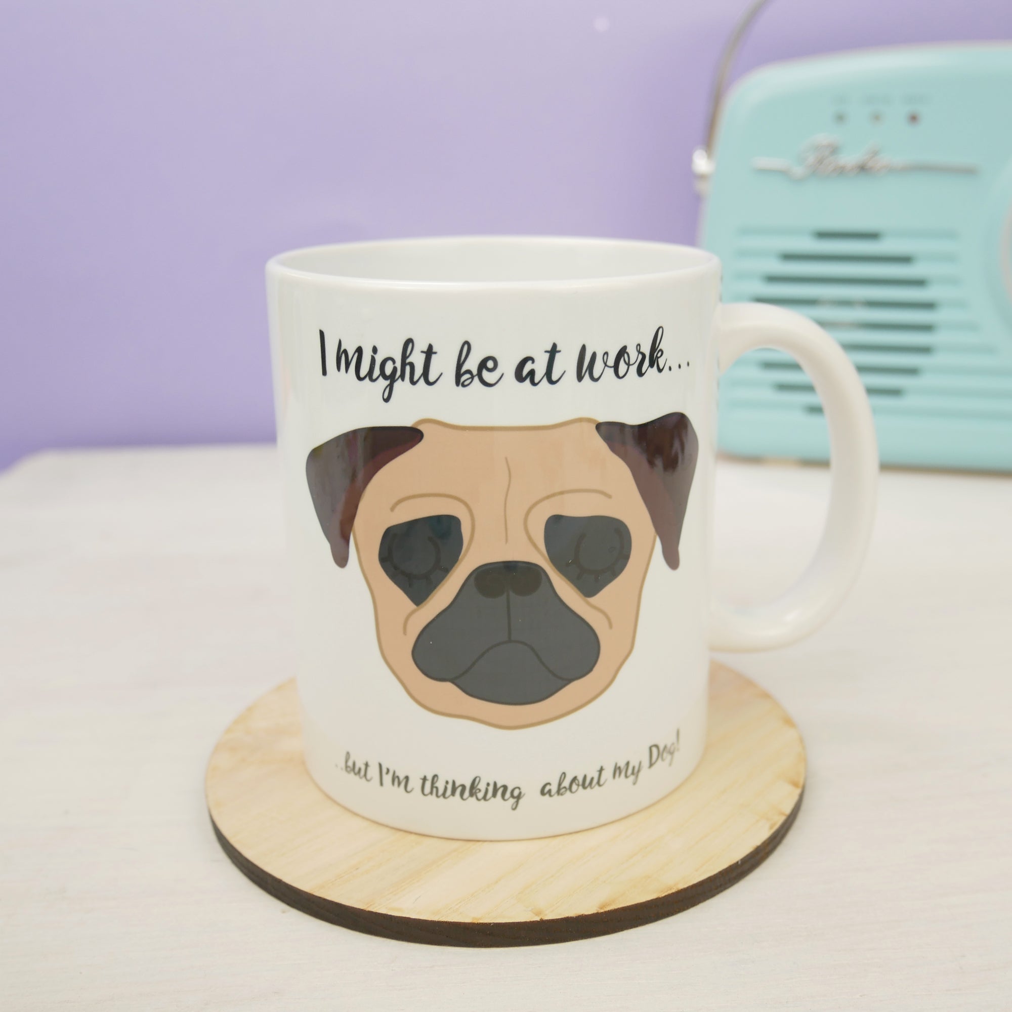 Thinking of My Dog Mug - Pug  - Hoobynoo - Personalised Pet Tags and Gifts