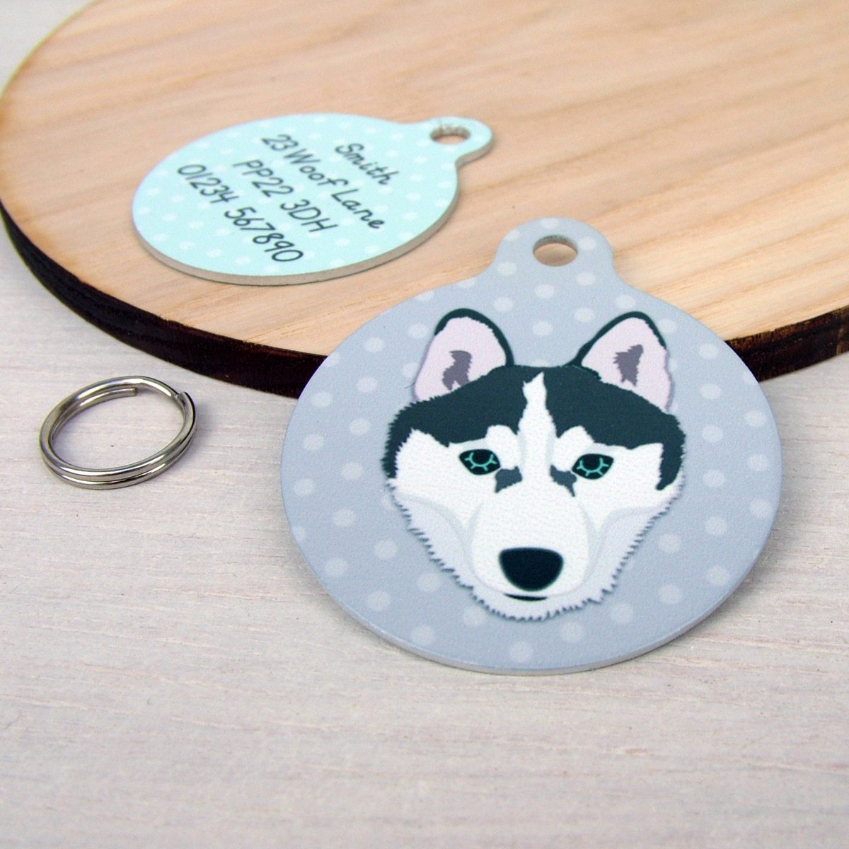 Siberian Husky Personalised Dog ID Tag  - Hoobynoo - Personalised Pet Tags and Gifts