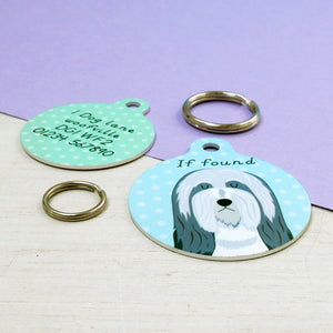 Bearded Collie Personalised Dog ID Tag  - Hoobynoo - Personalised Pet Tags and Gifts