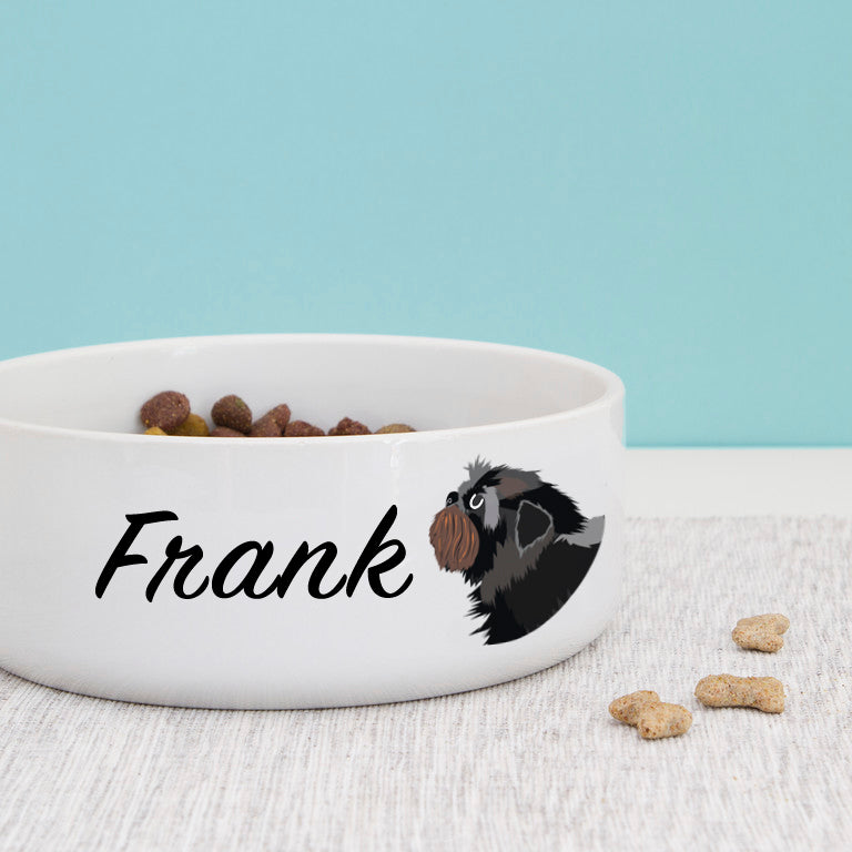 Affenpinscher Dog Personalised Bold Ceramic Dog Bowl  - Hoobynoo - Personalised Pet Tags and Gifts