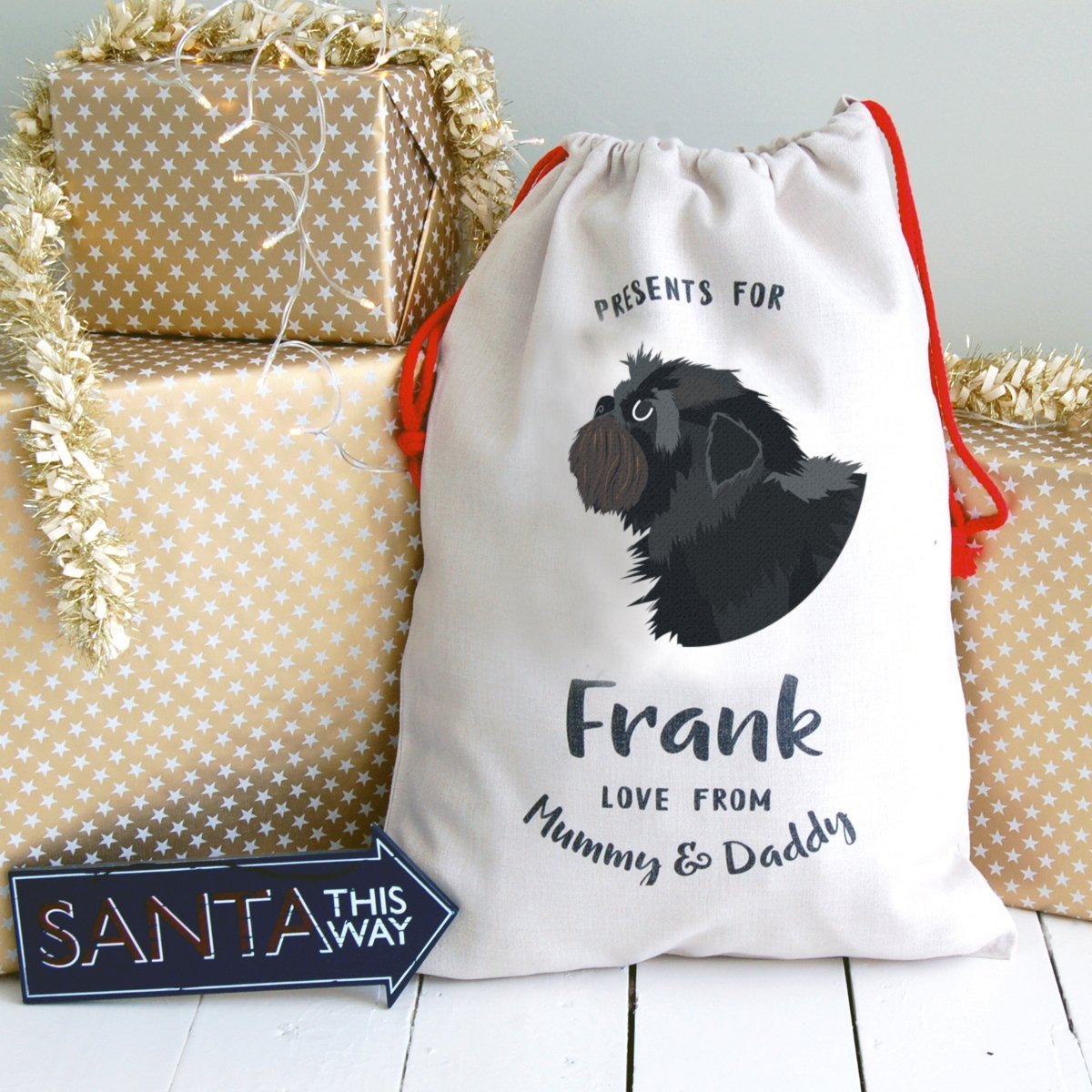 Affenpinscher Dog Treat / Christmas Sack  - Hoobynoo - Personalised Pet Tags and Gifts