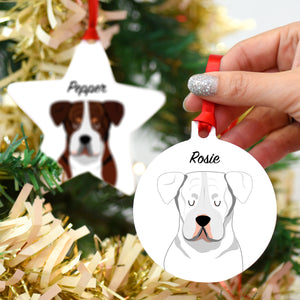 American Bulldog Personalised Dog Christmas Decoration
