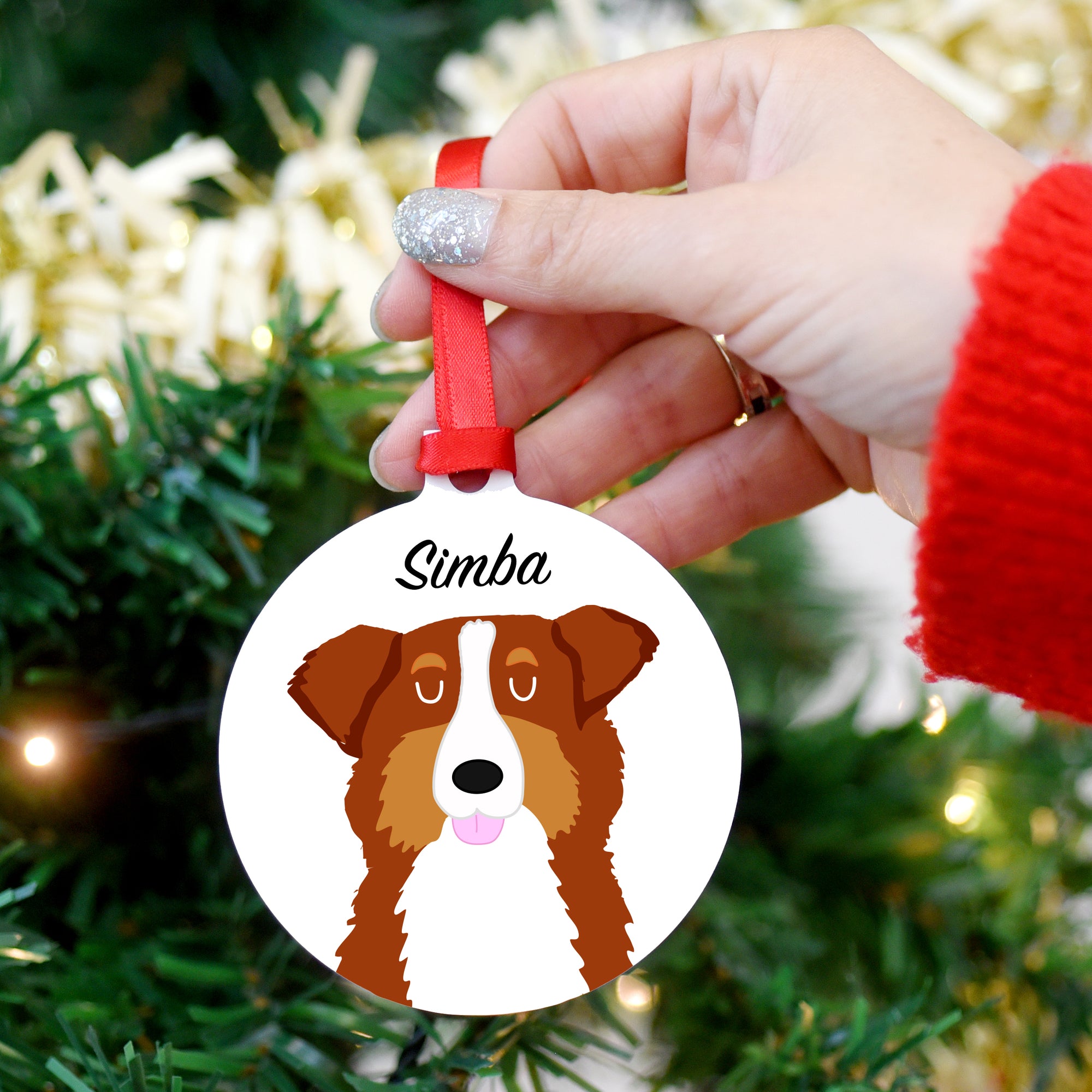 Australian Shepherd Personalised Dog Christmas Decoration