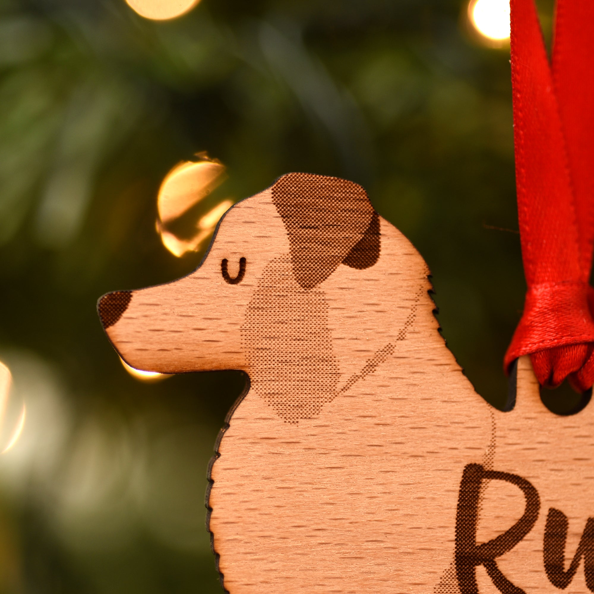 Australian Shepherd Personalised Wooden Christmas Decoration