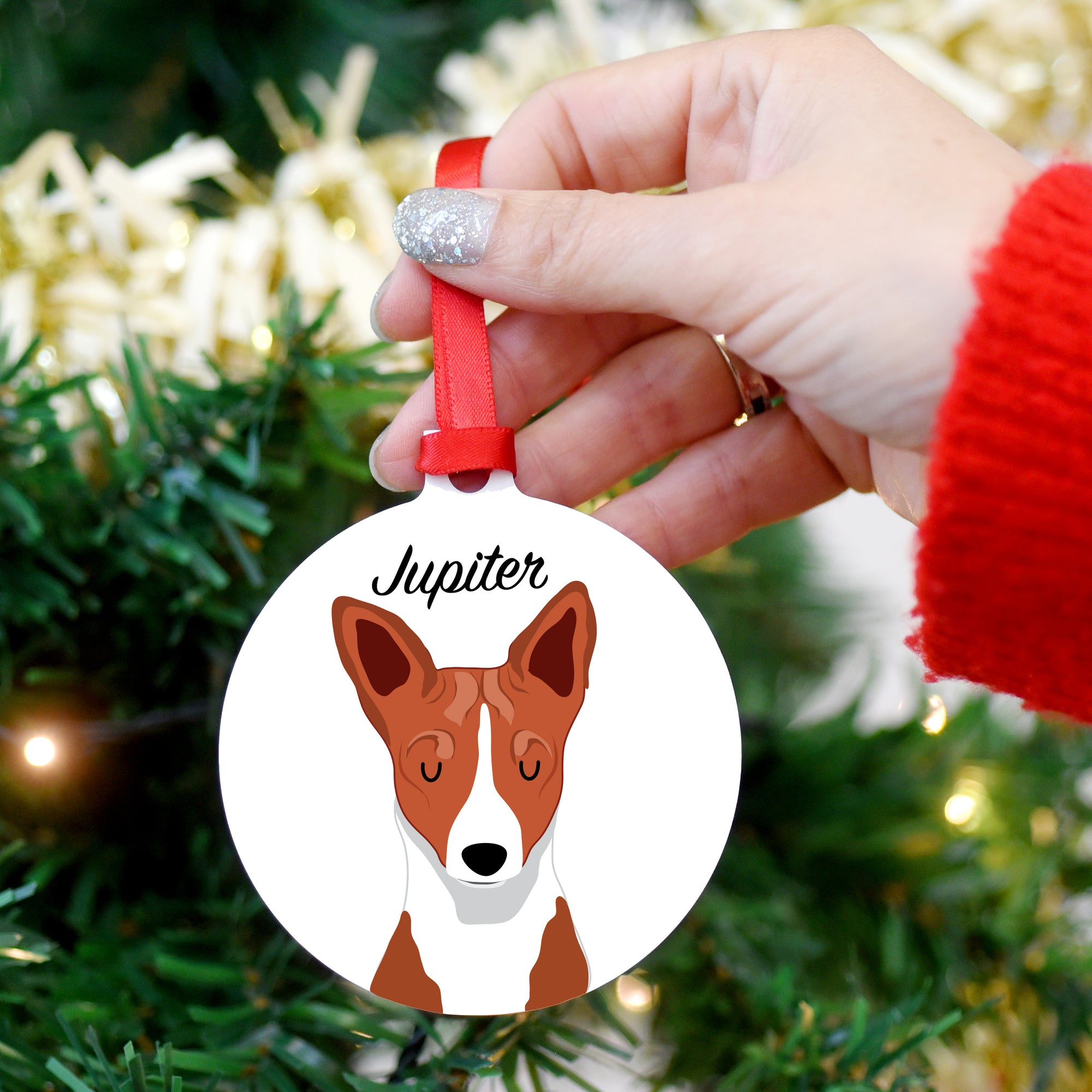 Basenji Personalised Dog Christmas Decoration
