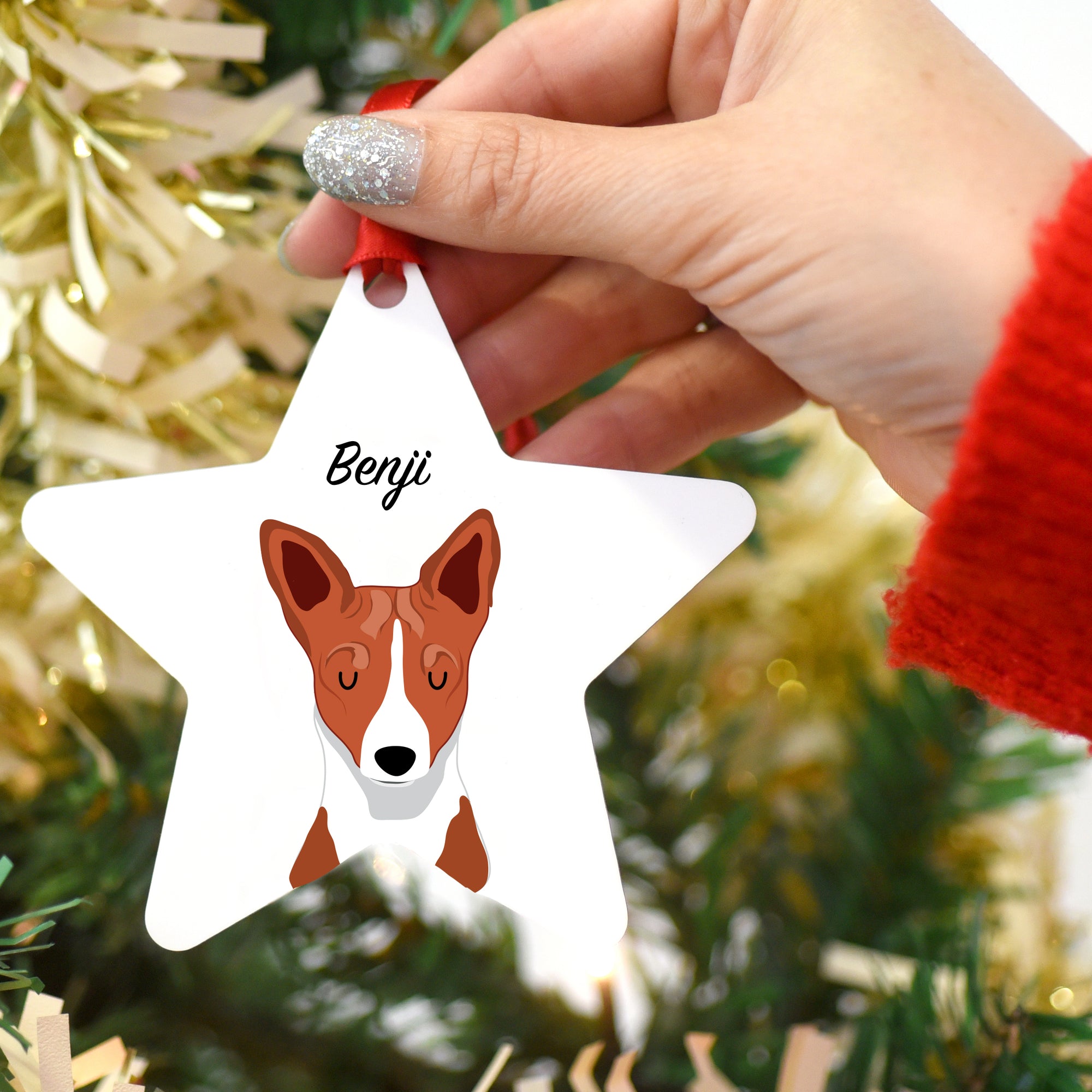 Basenji Personalised Dog Christmas Decoration