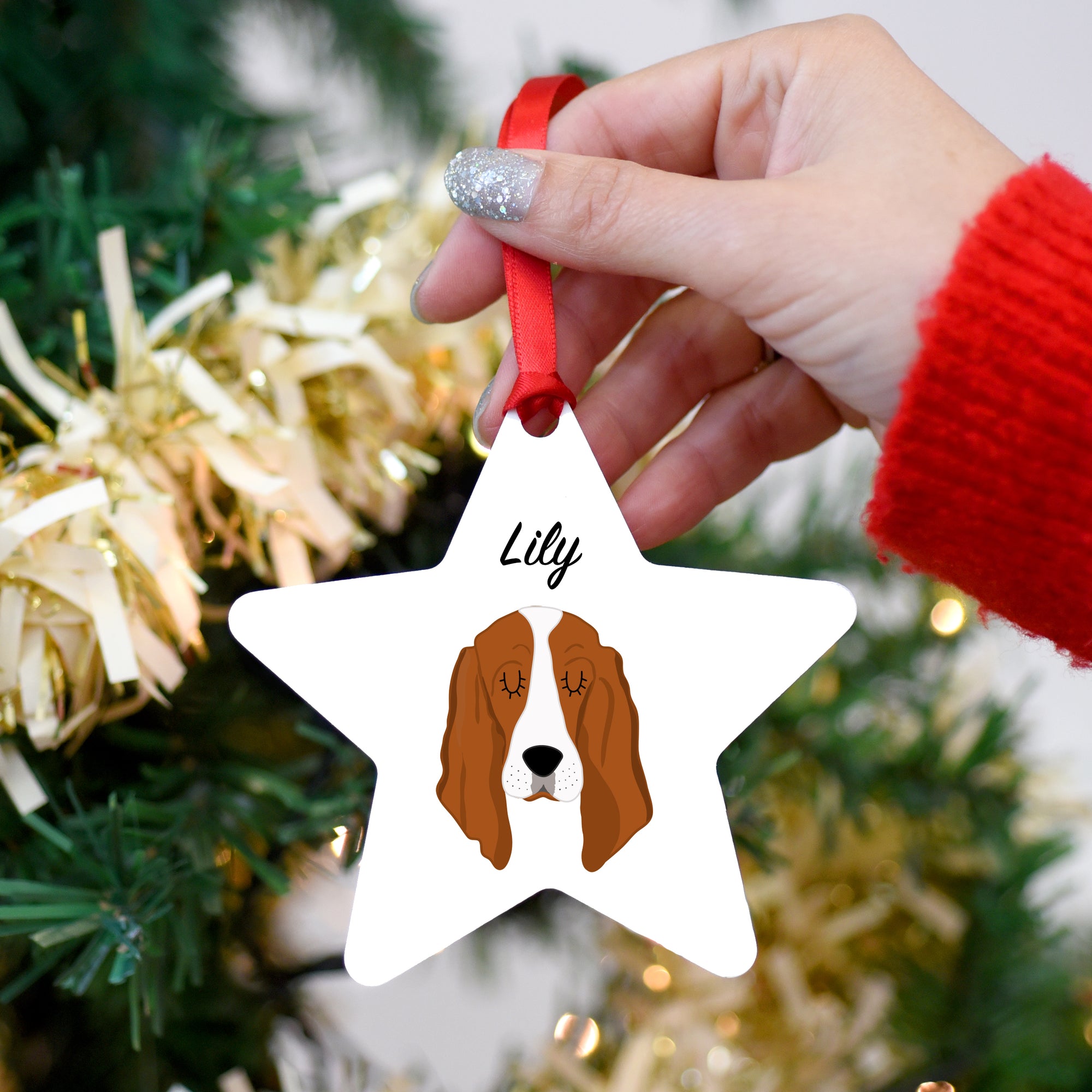 Basset Hound Personalised Dog Christmas Decoration