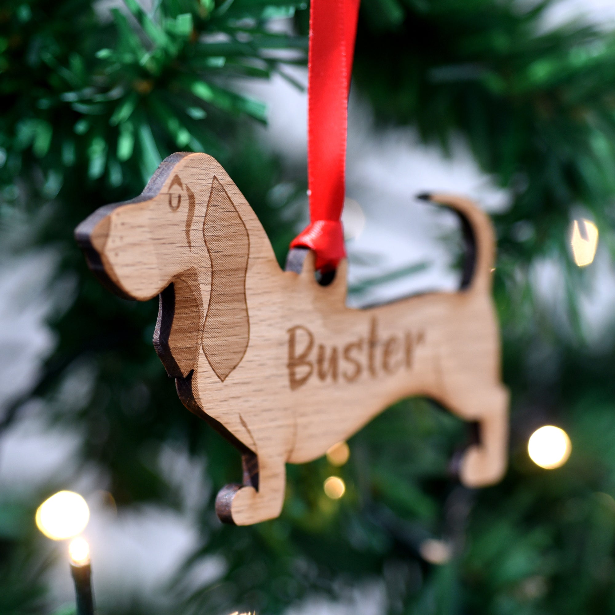Dog Christmas Decoration - Basset Hound - Solid Wood