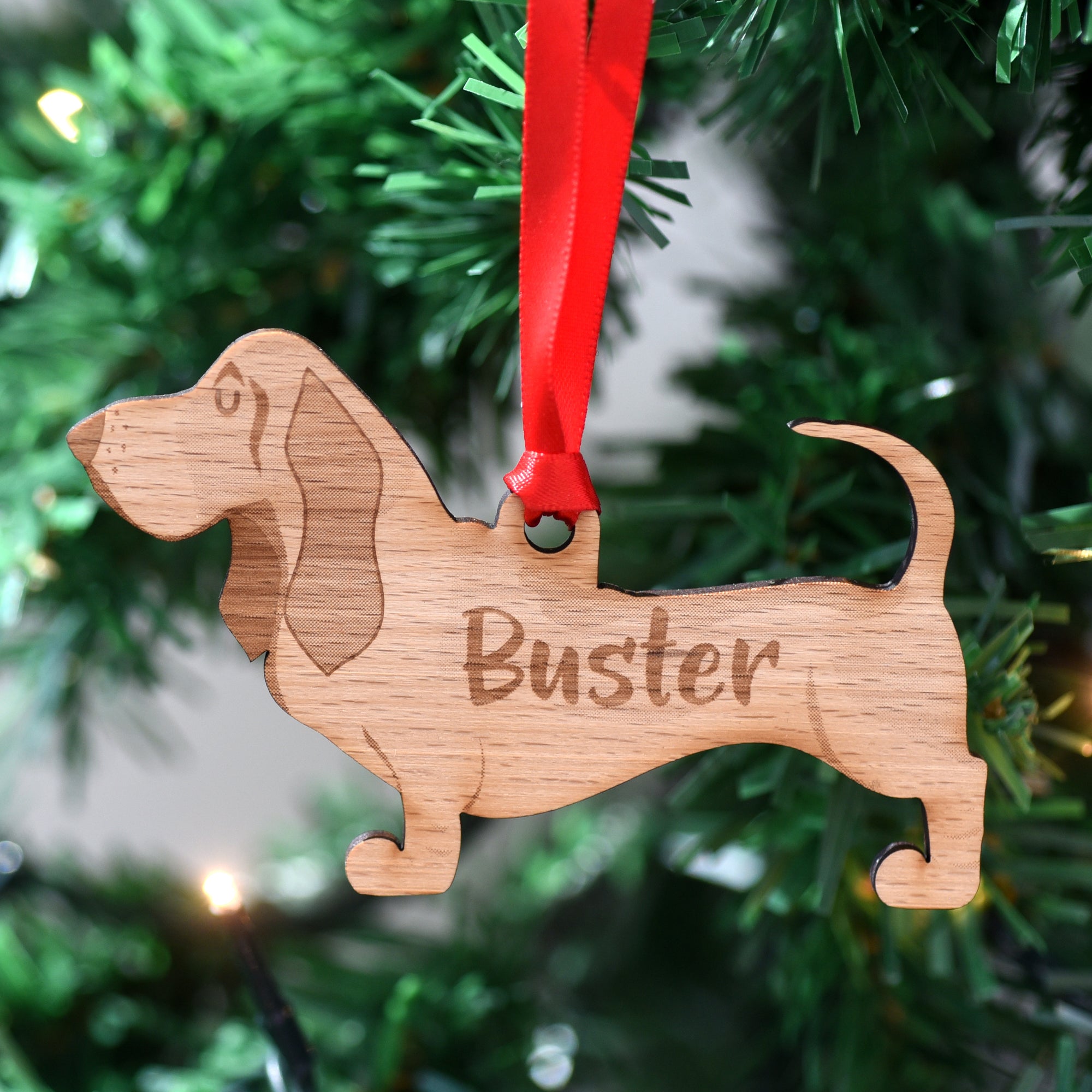 Dog Christmas Decoration - Basset Hound - Solid Wood