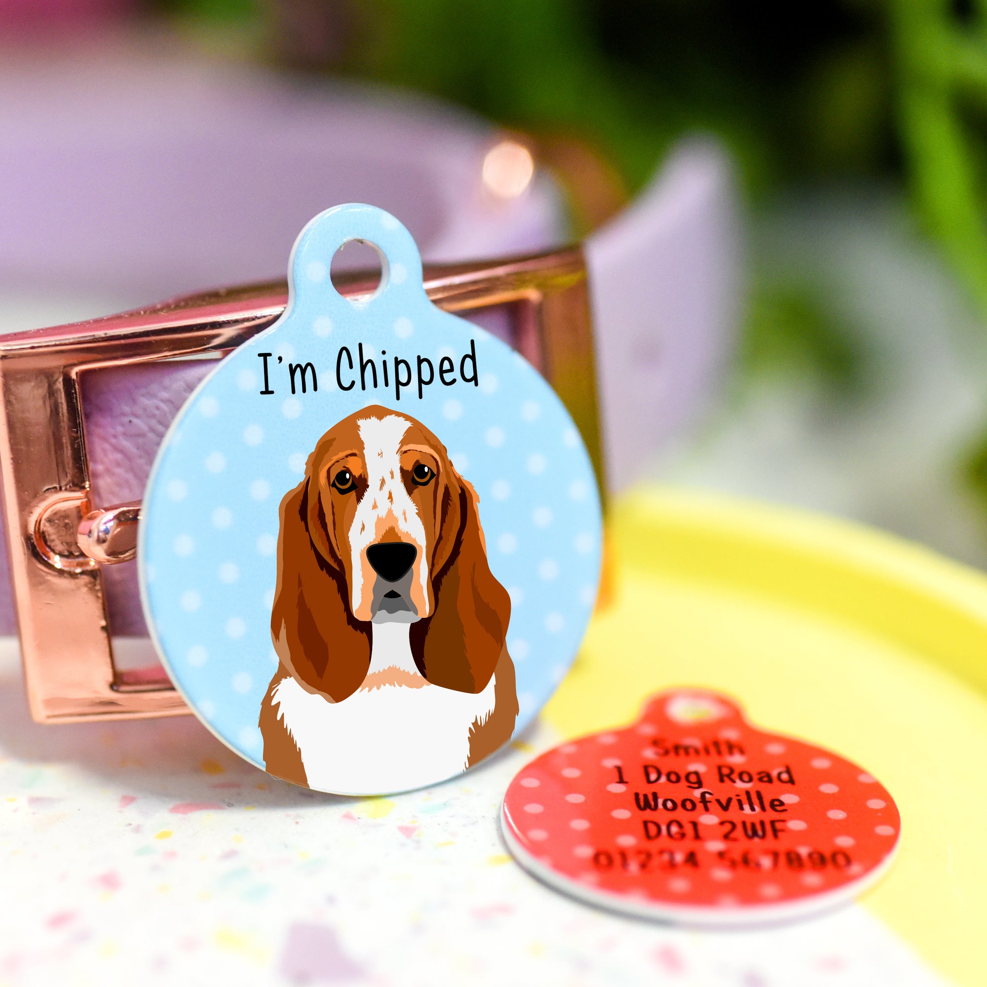 Basset Hound Realistic Personalised Dog ID Tag