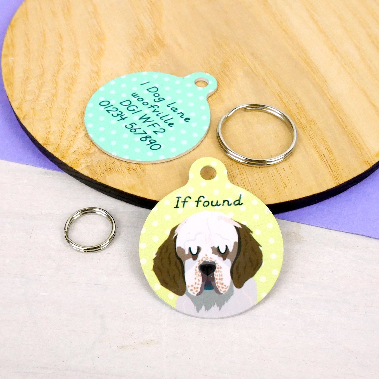 Clumber Spaniel Personalised Dog ID Tag  - Hoobynoo - Personalised Pet Tags and Gifts