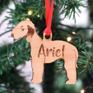 Bedlington Terrier Solid Wood Christmas Decoration Personalised with your Dogs Name