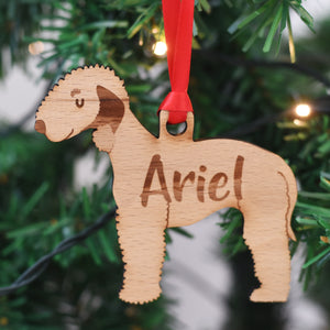 Bedlington Terrier Solid Wood Christmas Decoration Personalised with your Dogs Name