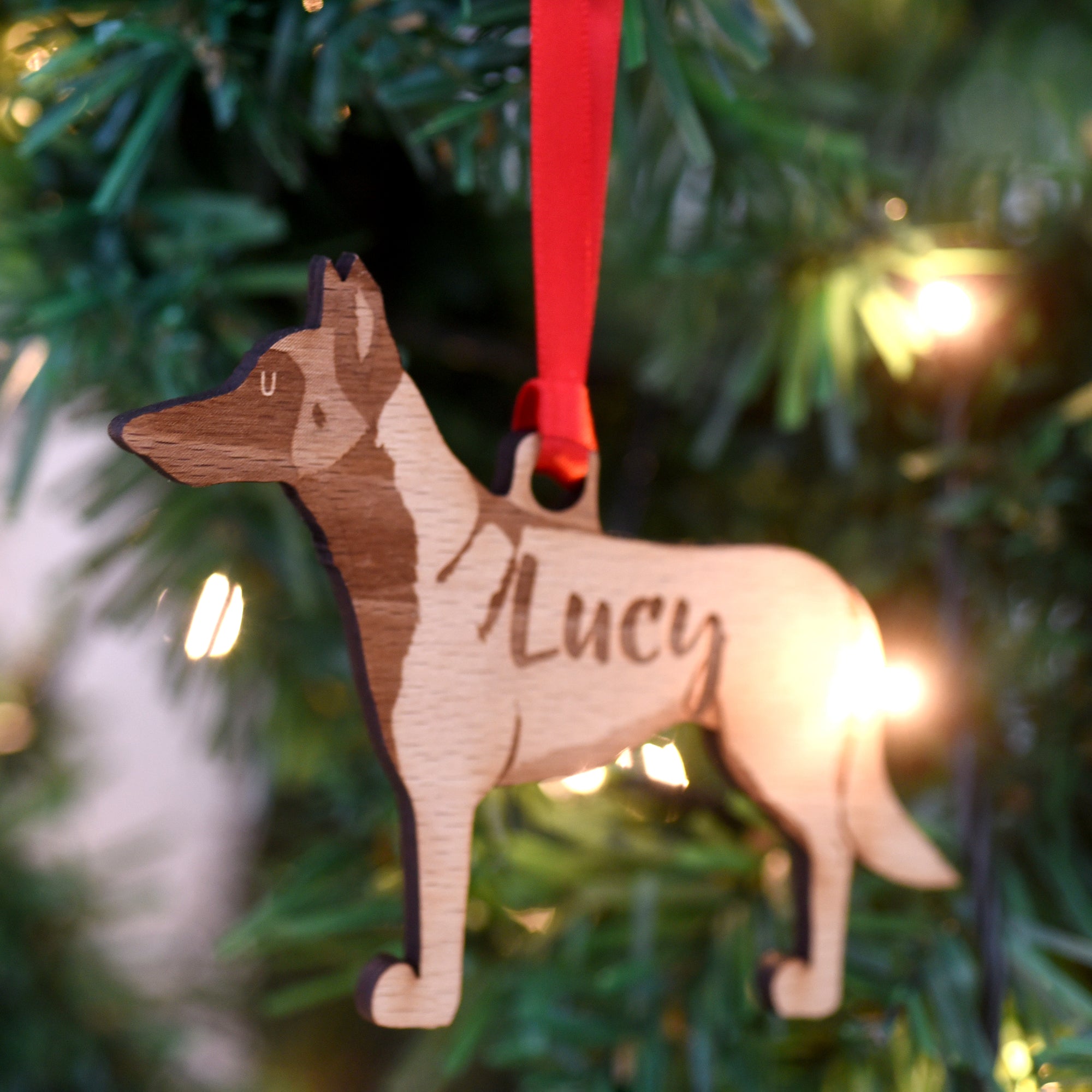 Dog Christmas Decoration - Belgian Malinois - Solid Wood