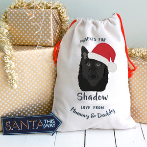 Belgian Shepherd Personalised Christmas Present Sack  - Hoobynoo - Personalised Pet Tags and Gifts