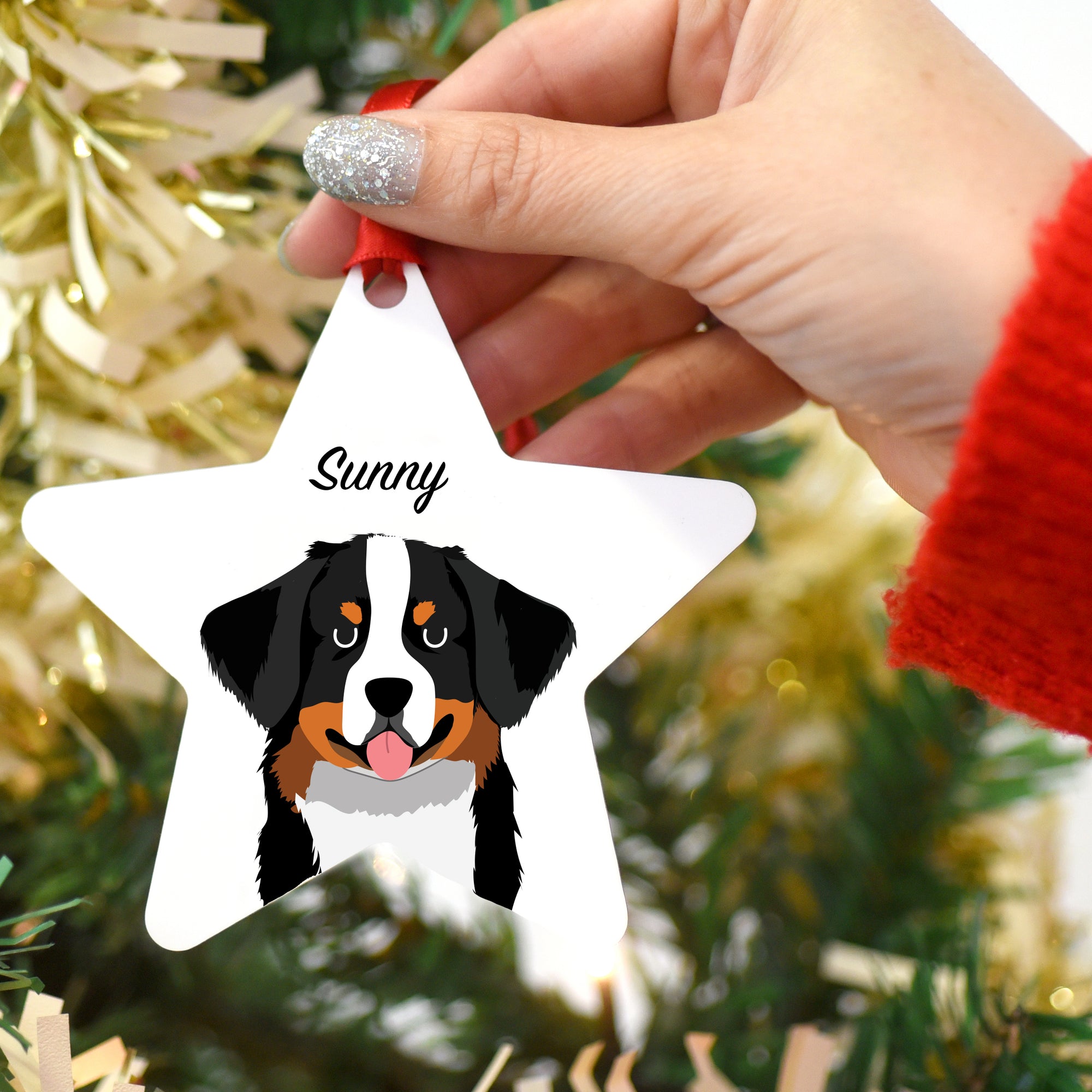 Bernese Mountain Dog Personalised Dog Christmas Decoration