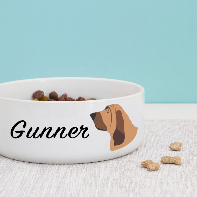 Bloodhound Dog Personalised Bold Ceramic Dog Bowl  - Hoobynoo - Personalised Pet Tags and Gifts