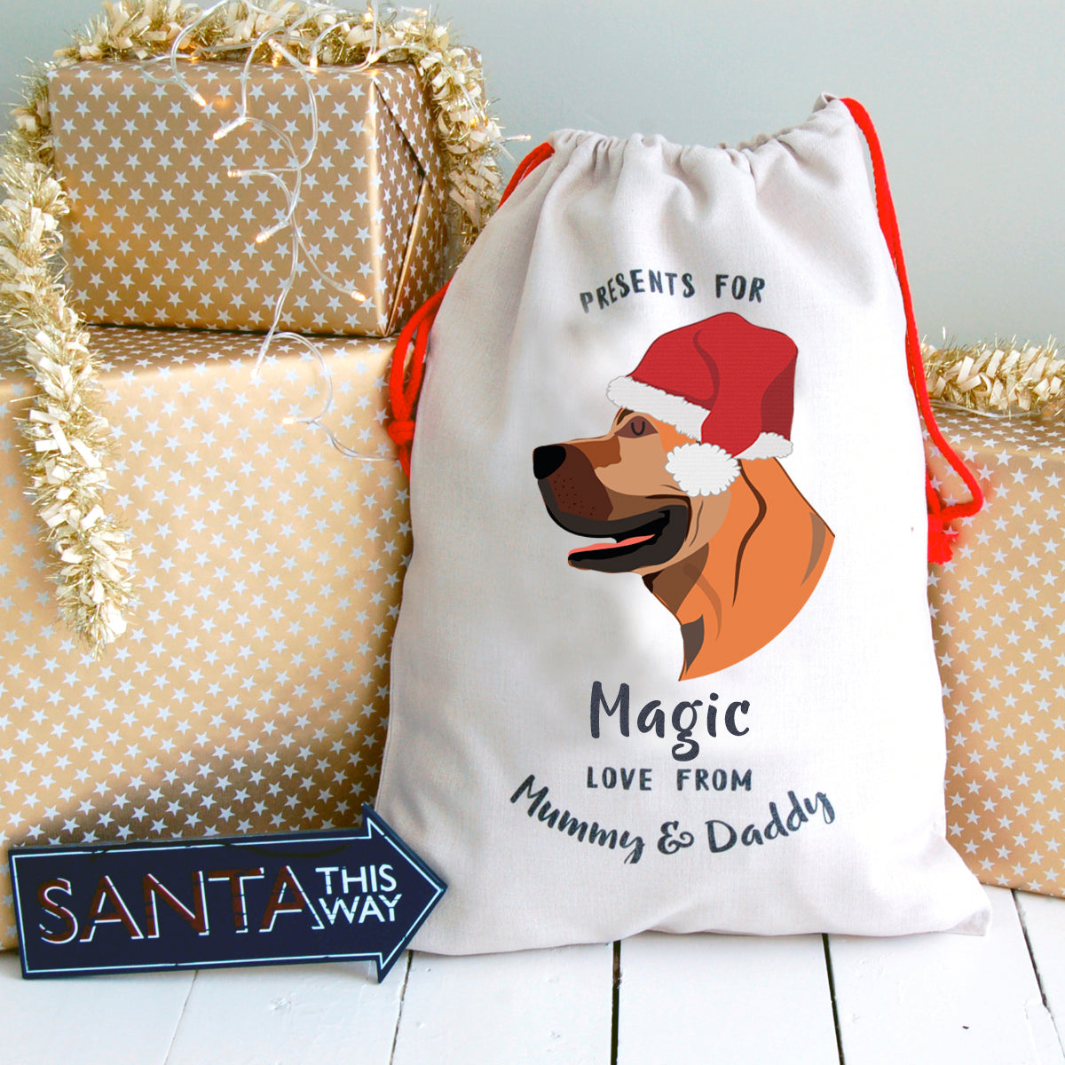 Boerboel Personalised Christmas Present Sack  - Hoobynoo - Personalised Pet Tags and Gifts