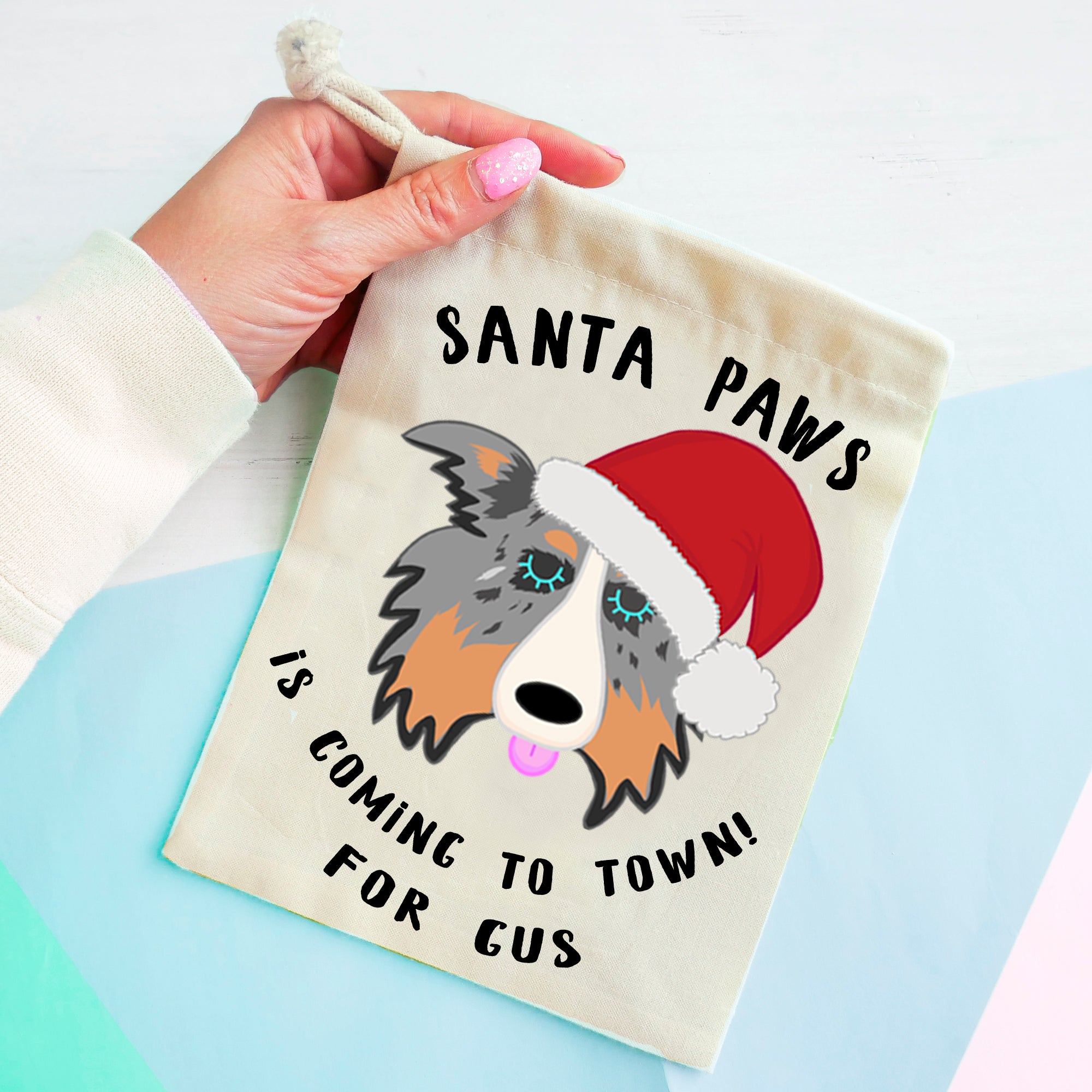 Border Collie Christmas Treat Present Bag  - Hoobynoo - Personalised Pet Tags and Gifts