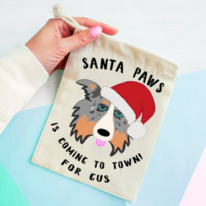 Border Collie Christmas Treat Present Bag  - Hoobynoo - Personalised Pet Tags and Gifts